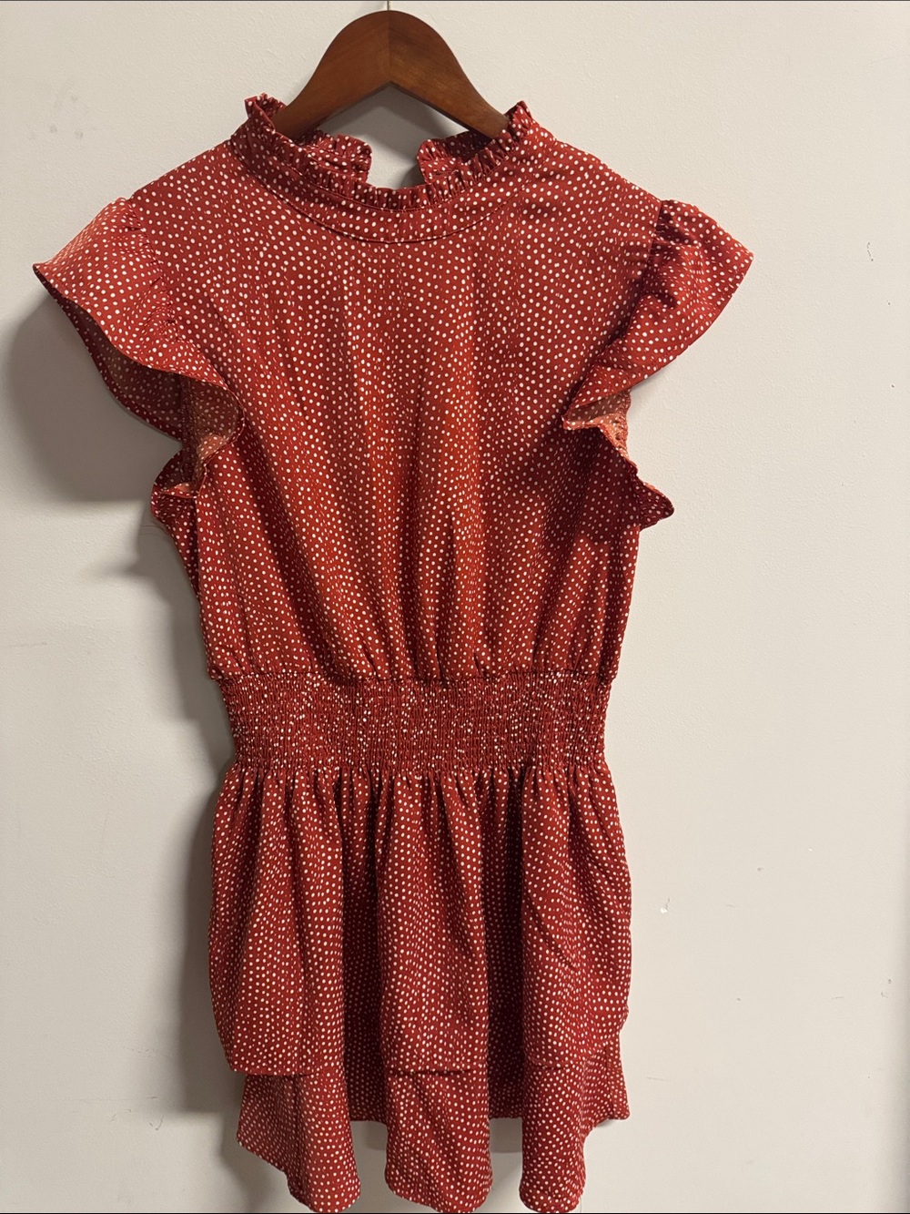 THML Red Polka Dot Ruffle Mini Dress